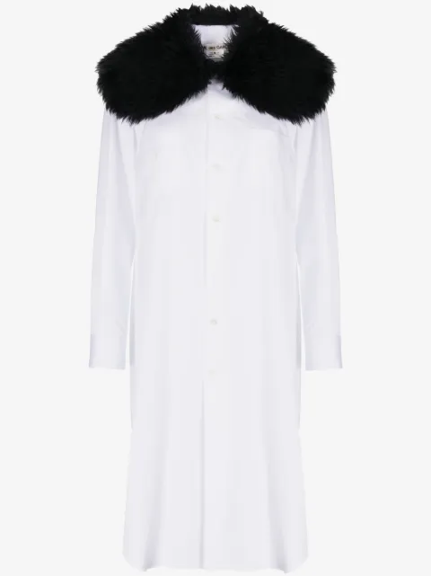 Comme Des Garçons fur-collar midi shirtdress