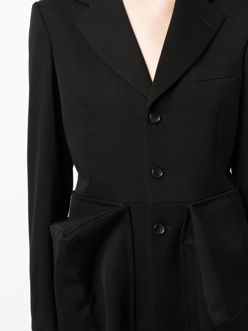 Shop Comme Des Garçons Gathered Asymmetric Single-breasted Coat In Black