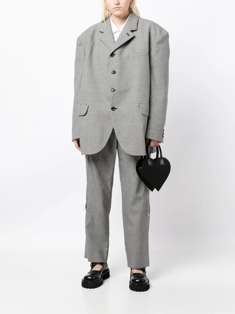 Comme Des Garçons Oversized Check-print Wool Blazer In Black