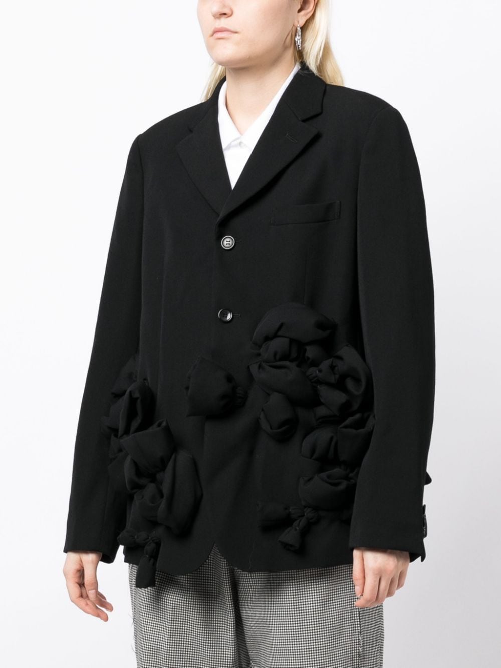 Shop Comme Des Garçons Appliqué-detail Wool Blazer In Black