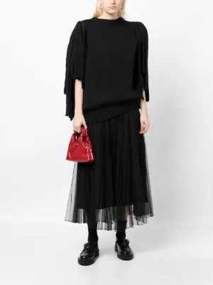 コムデギャルソンCOMME des GARCONS 丸襟付きウールニットセーター 黒M位 【レディース】 ボロルック 穴あき ニットセーター BLACK COMME des GARCONS