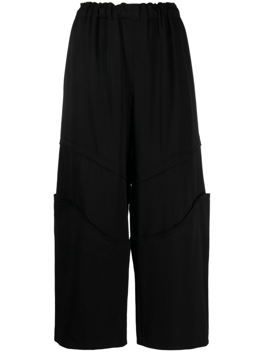 Shop Comme Des Garçons Elasticated-waist Cropped Wool Trousers In Black