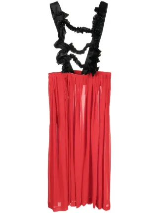 Comme Des Garons Comme Des Garons dungarees-style Asymmetric Midi Dress |  Red | FARFETCH