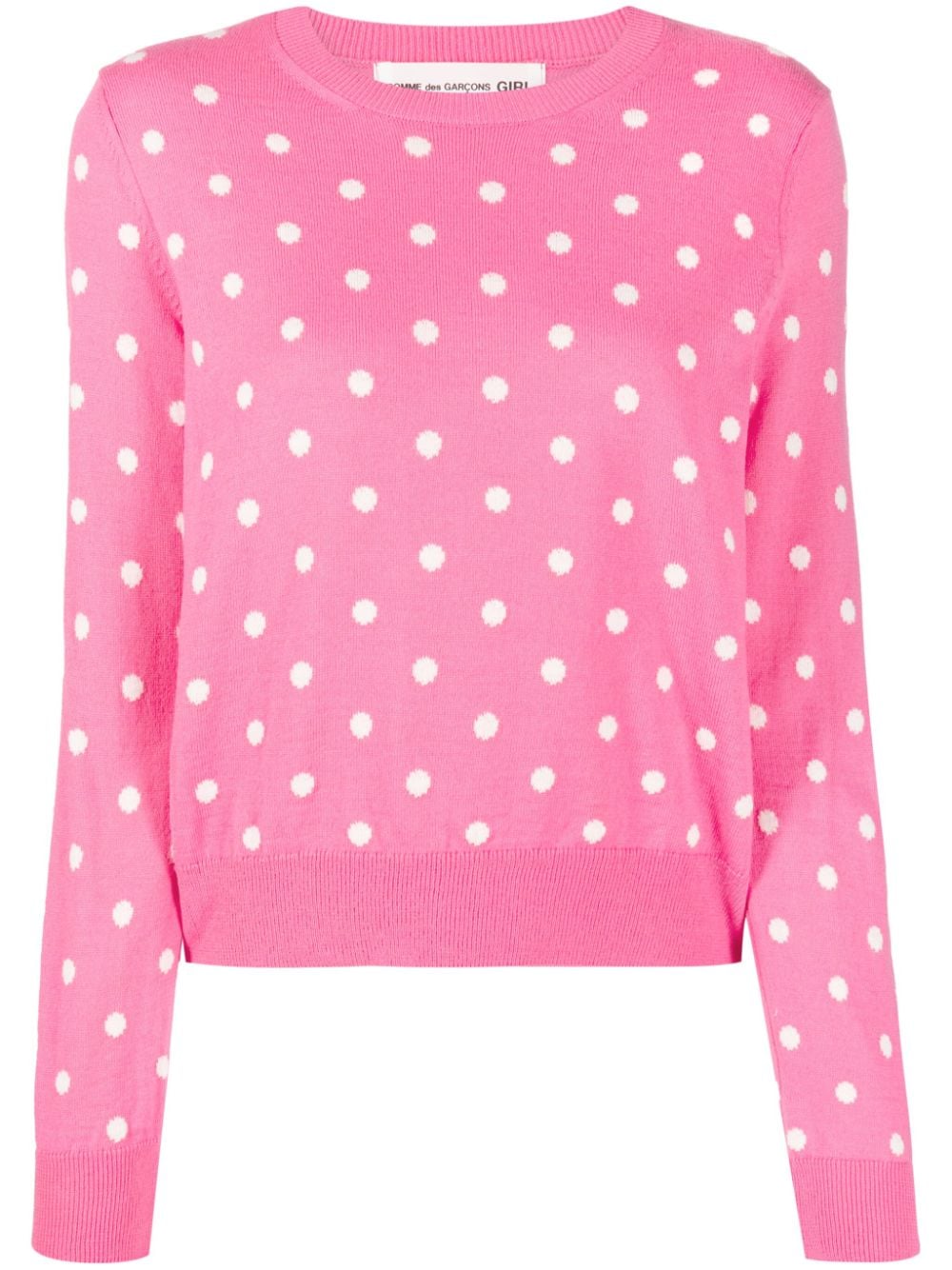 Comme Des Garcons Girl Intarsia-knit Polka-dot Jumper In Pink
