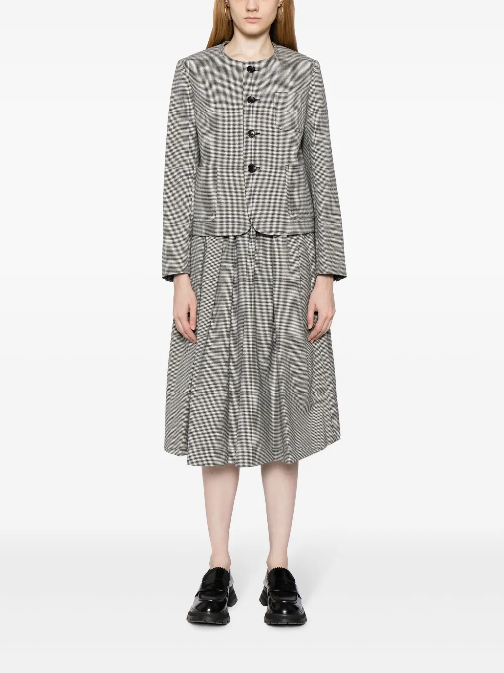 Comme Des Garçons Girl check-pattern wool skirt - Zwart