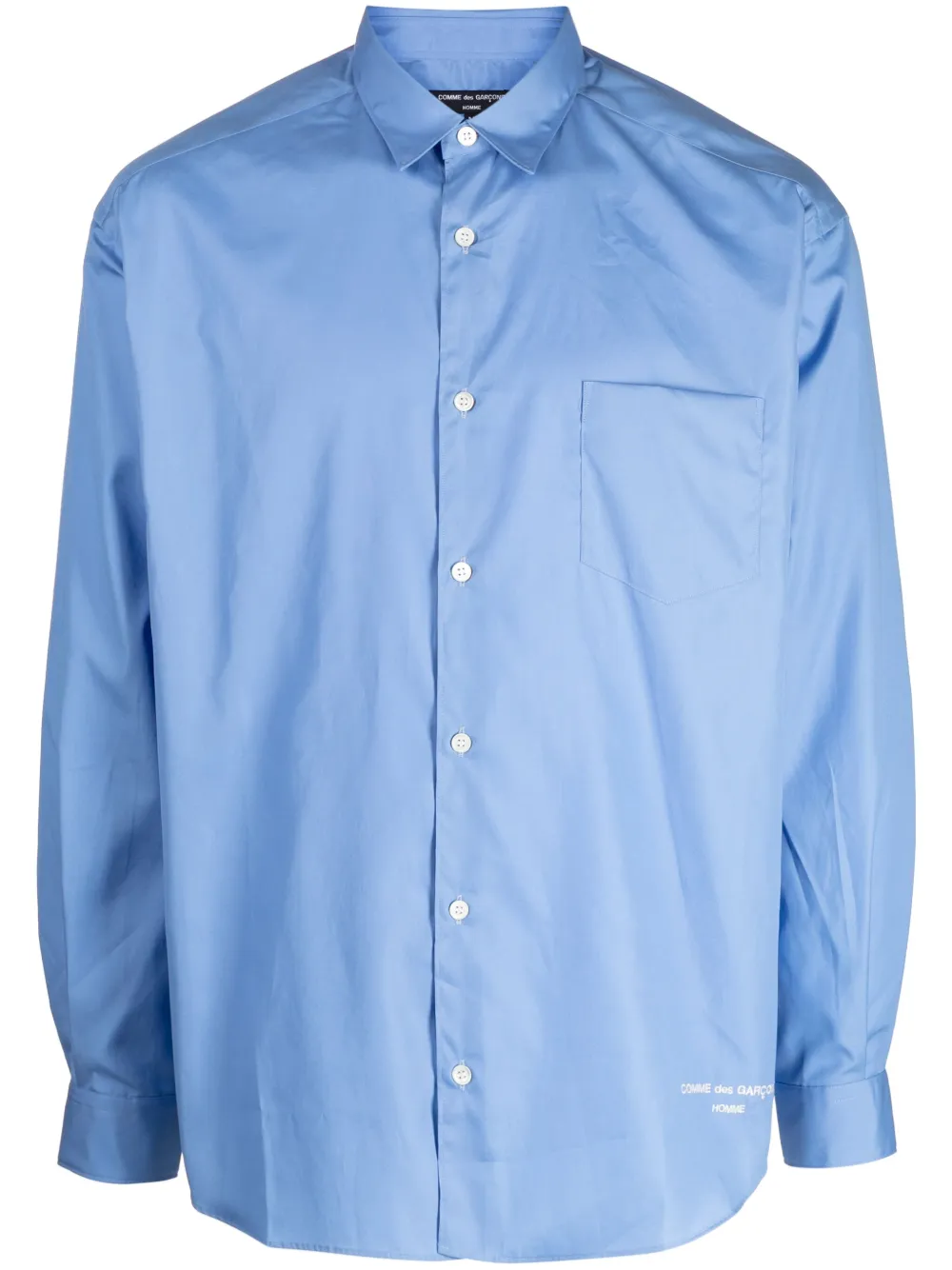 Comme Des Garçons Homme Deux Logo-embroidered Cotton Shirt In Blue 