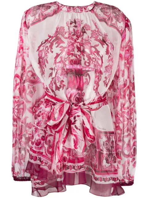 Dolce & Gabbana Majolica-print silk blouse