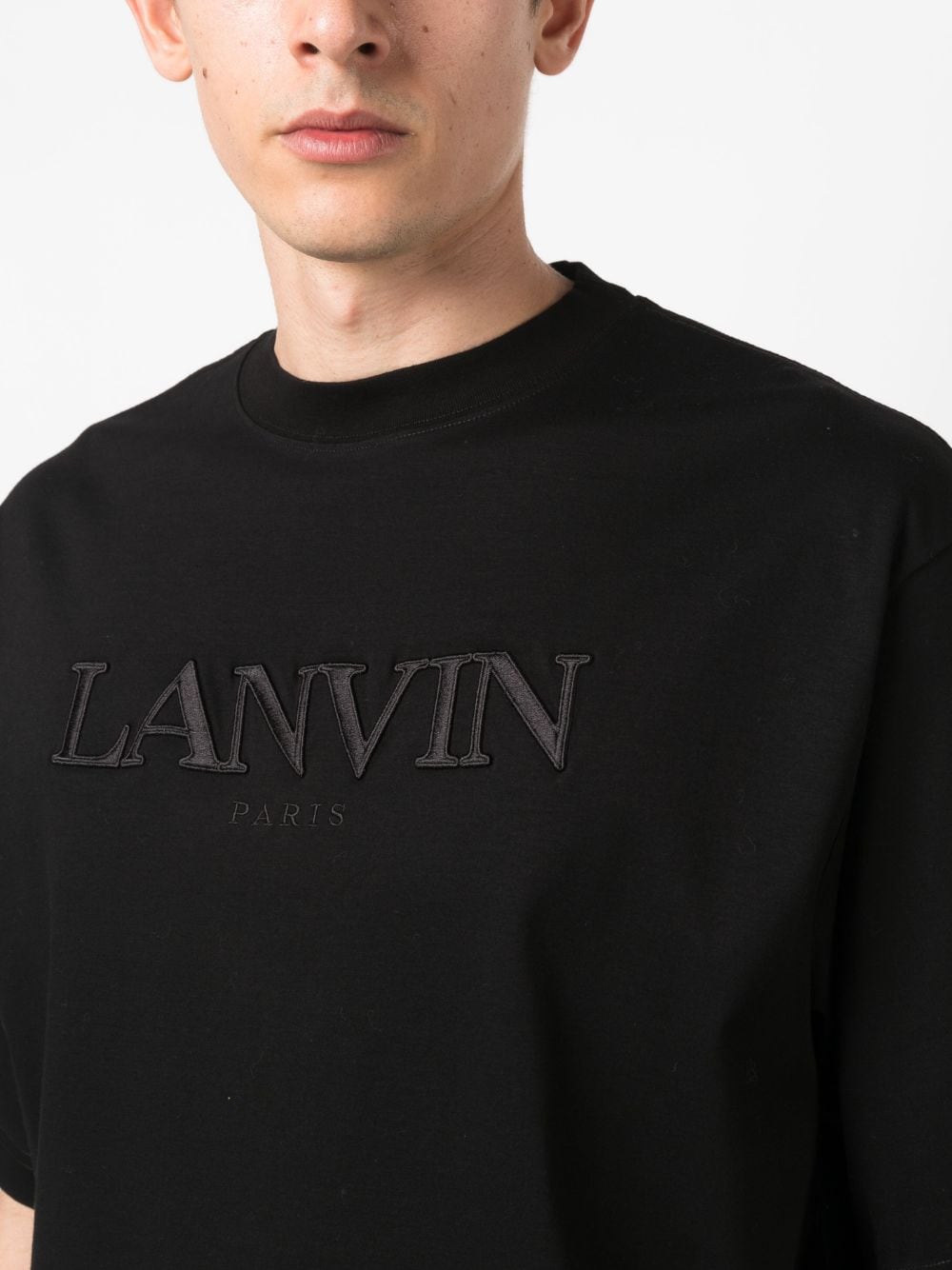 Shop Lanvin Logo-appliqué Cotton T-shirt In Black