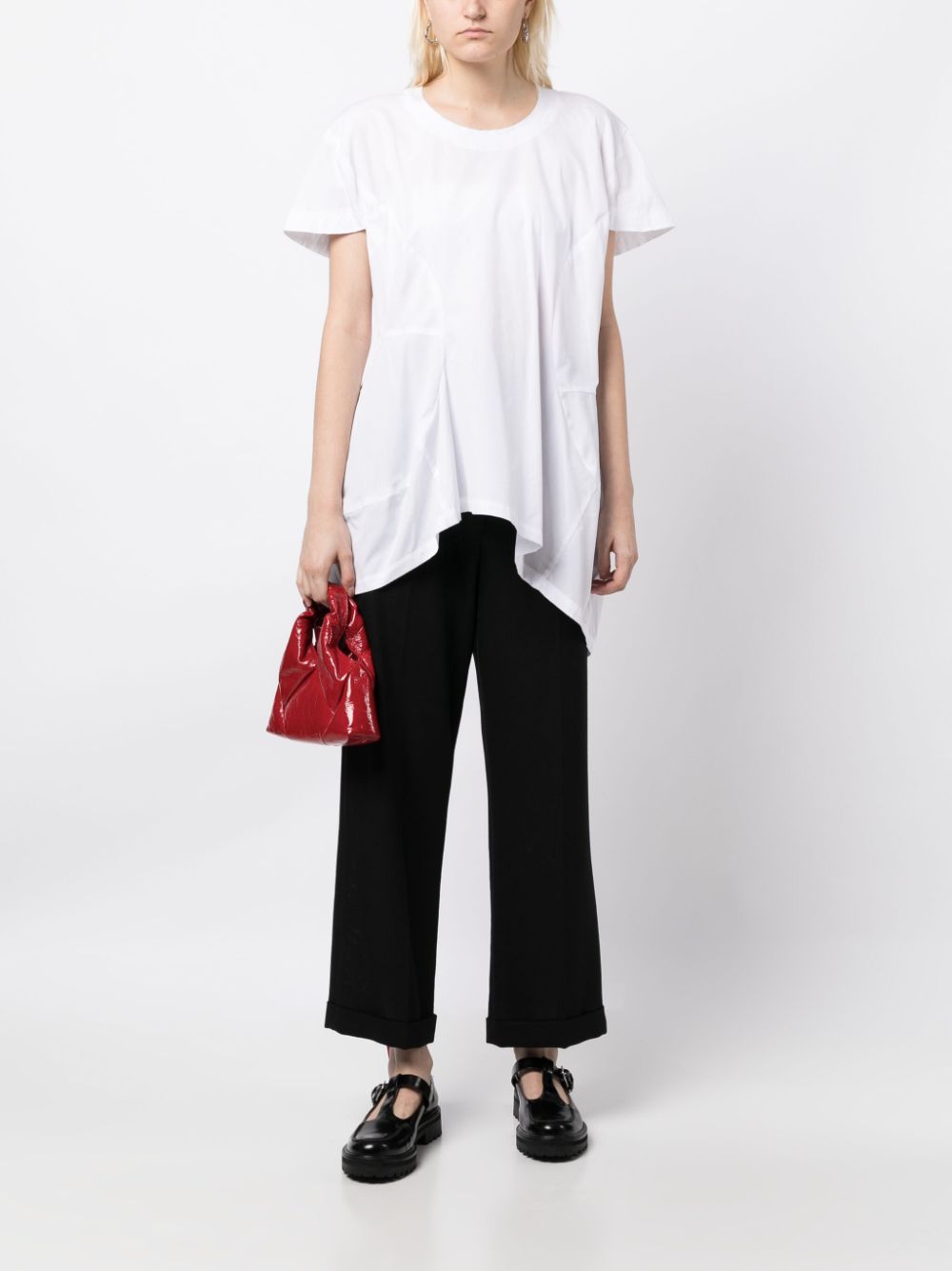 Shop Comme Des Garçons Asymmetric-design Panelled T-shirt In White