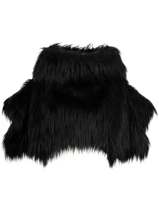 Comme Des Garçons faux-fur Cropped Cape | Black | FARFETCH