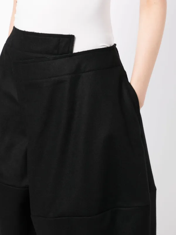 Wide Leg Pants Women, Wool Skirt Pants, Asymmetric Pants, Cropped