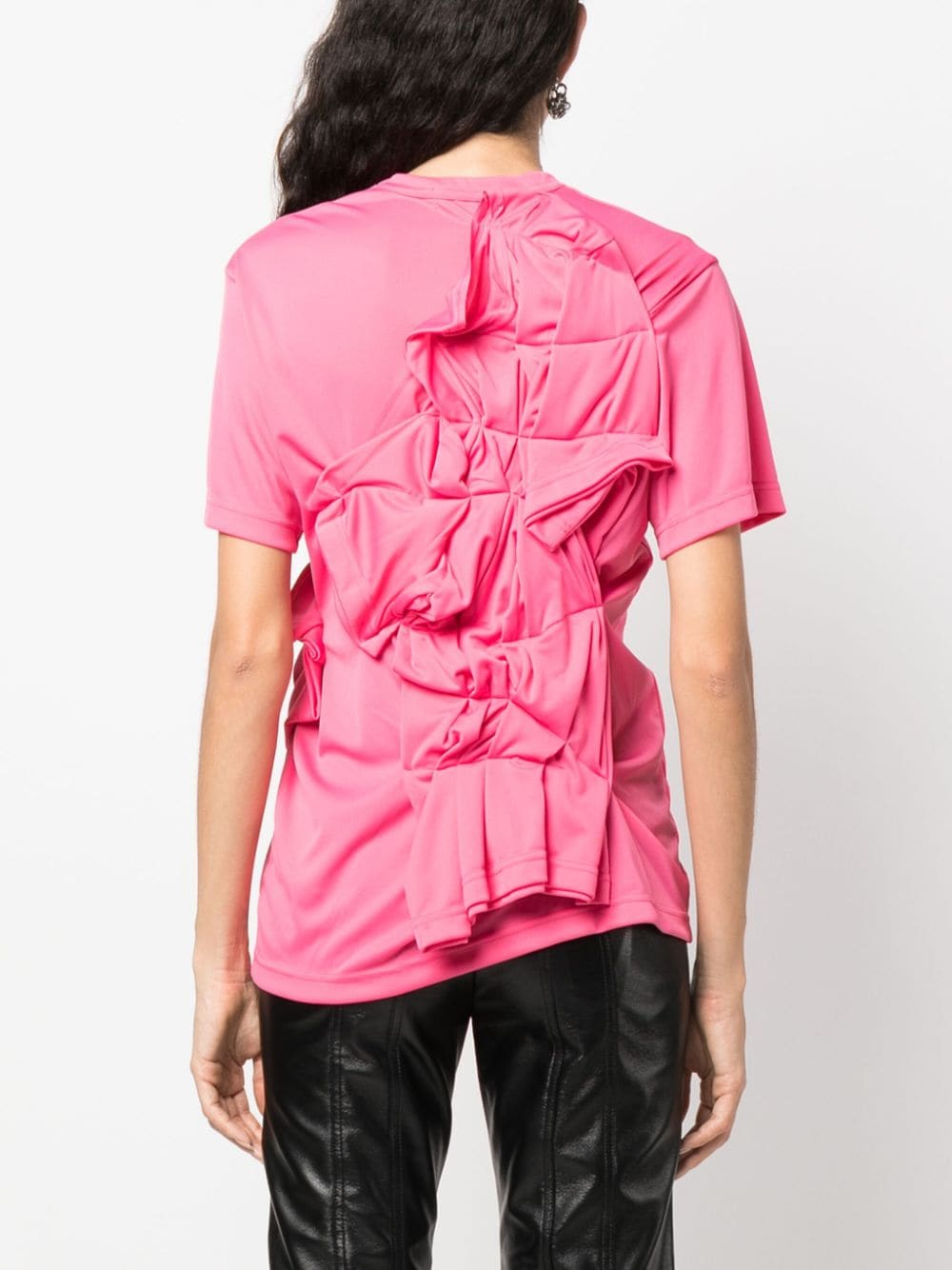 Shop Comme Des Garçons Ruched-detailing Jersey T-shirt In Pink