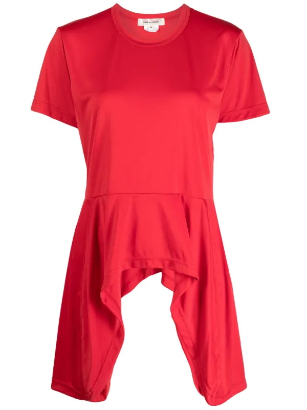 Comme Des Garçons high-low Hem Panelled T-shirt Red