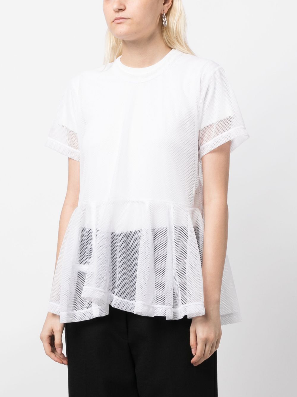 Comme Des Garcons ruffle-hem mesh T-shirt Women