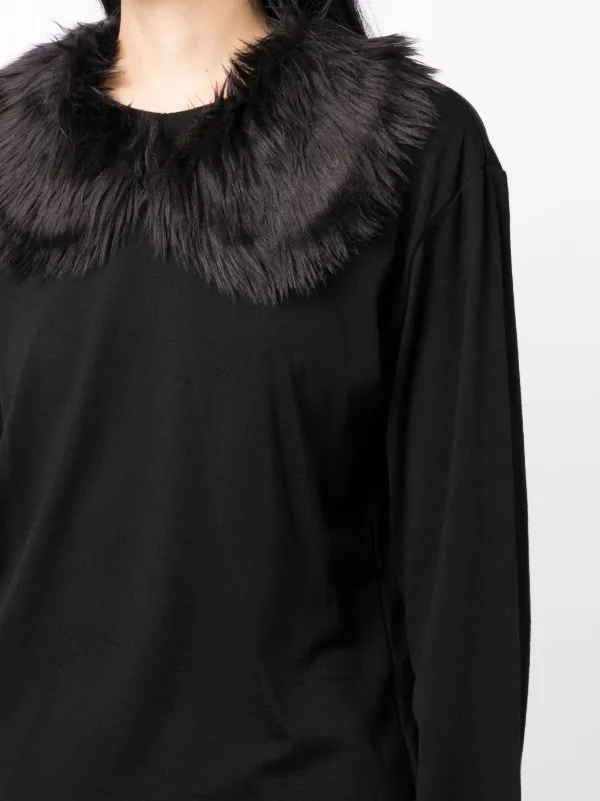 Comme Des Gar ons fur collar long sleeve T shirt Farfetch