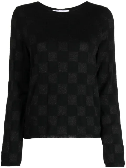 Comme Des Garçons Comme Des Garçons checked long-sleeved knitted top