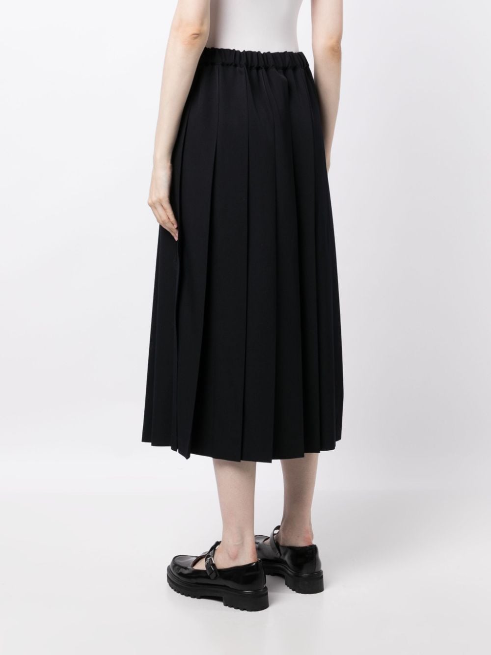 Shop Comme Des Garçons Comme Des Garçons Pleated Wool Midi Skirt In Black