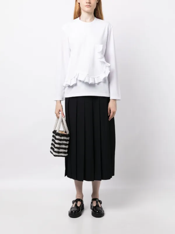 Comme Des Garçons Comme Des Garçons Pleated Wool Midi Skirt