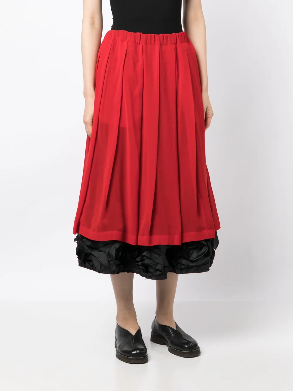 Comme Des Garçons Ruffled-trim Midi Skirt In Red