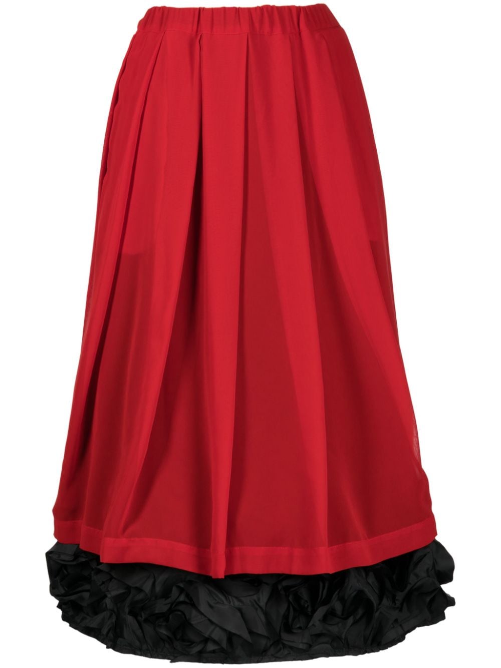Comme Des Garçons Comme Des Garçons Ruffled-trim Midi Skirt In Red