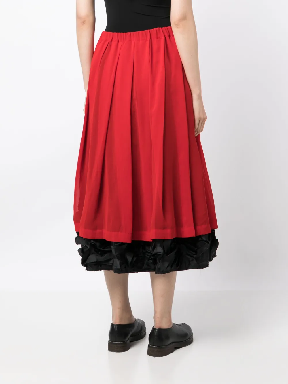 Comme Des Garçons Ruffled-trim Midi Skirt In Red