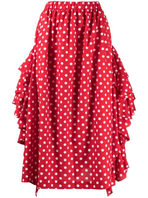 Comme Des Garcons Comme Des Garcons polka-dot print ruffle-detailing skirt Women