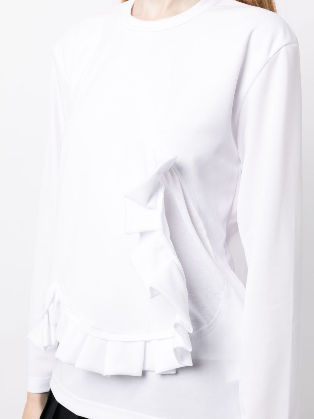 Shop Comme Des Garçons Comme Des Garçons Ruffle-detail Long-sleeved T-shirt In White