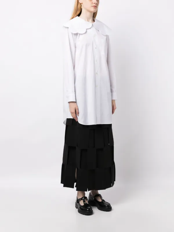 Comme Des Garçons Girl Peter Pan Collar Cotton Shirt | White