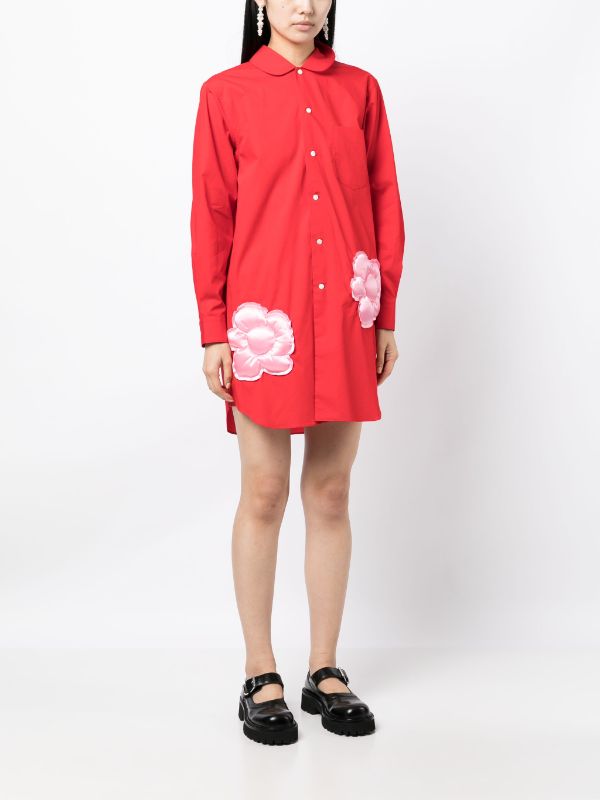 Comme Des Garçons Girl floral-appliqué Cotton Shirtdress - Farfetch