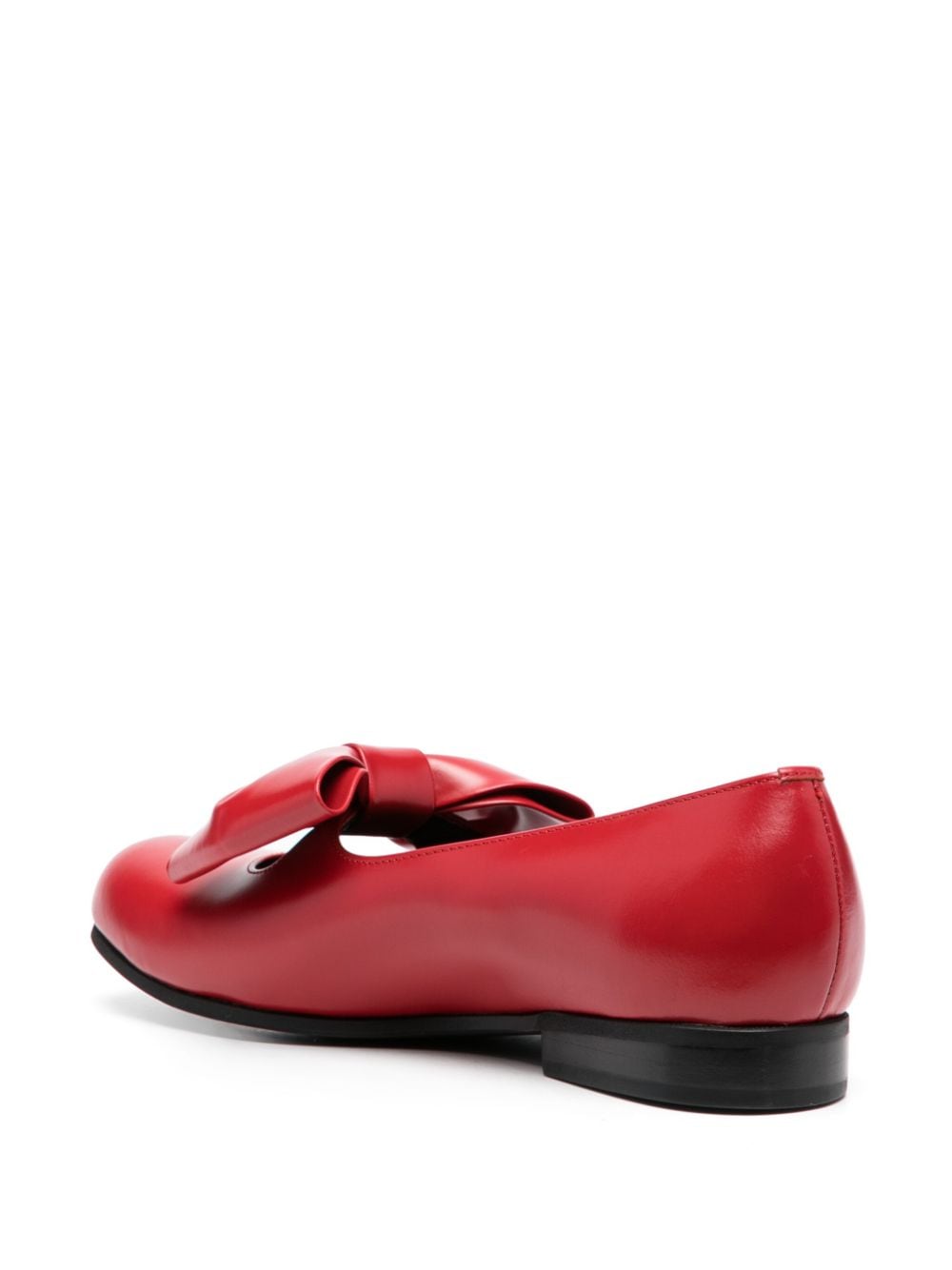 Shop Comme Des Garcons Girl 25mm Leather Bow-detail Ballerinas In Red