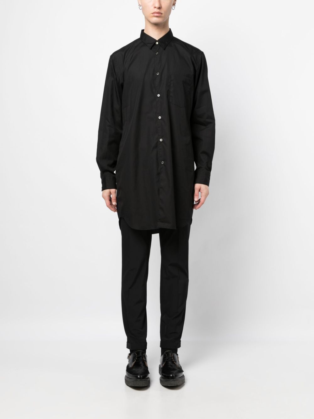 Shop Comme Des Garçons Homme Deux Long-line Cotton Shirt In Black