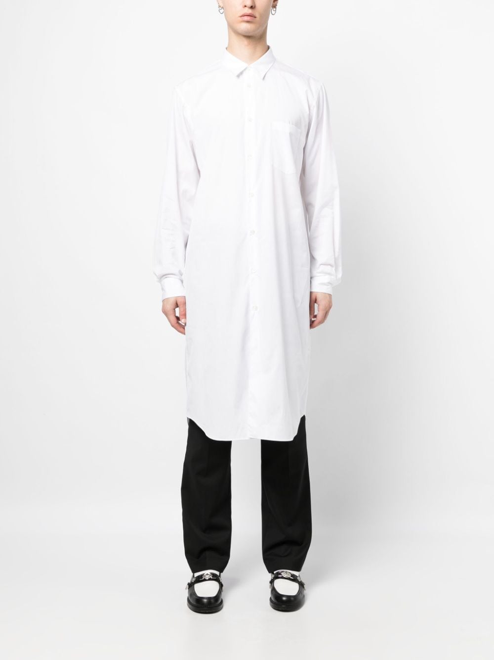Shop Comme Des Garçons Homme Deux Straight-point Collar Cotton Shirt In White