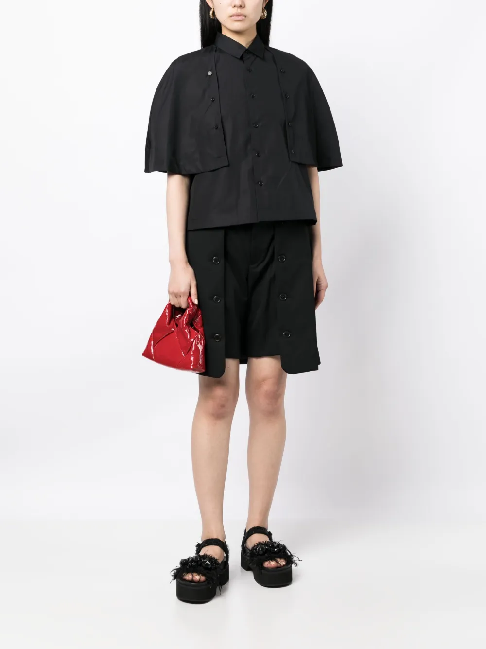 Shop Noir Kei Ninomiya Short-sleeve Cotton Shirt In Black