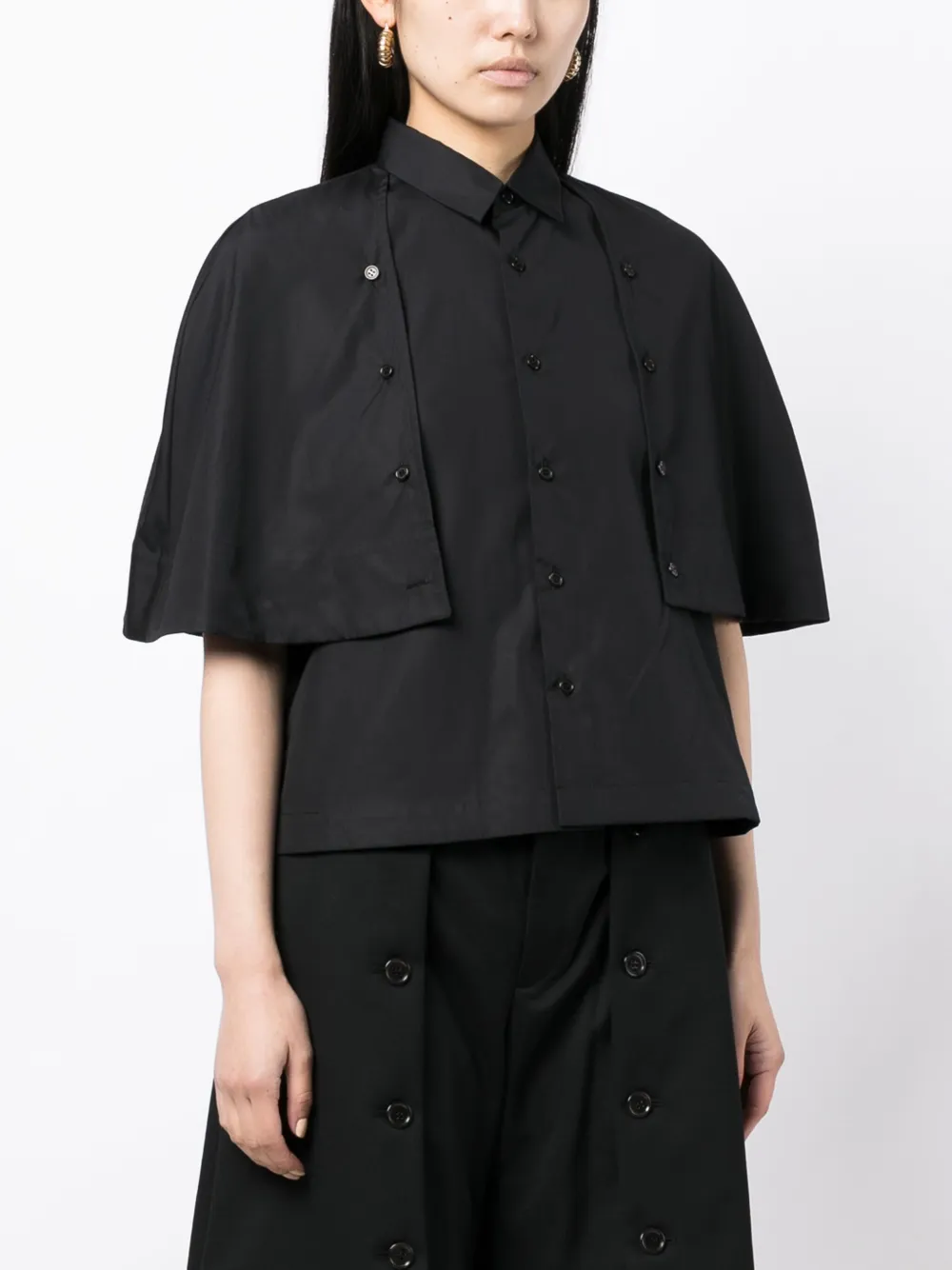 Shop Noir Kei Ninomiya Short-sleeve Cotton Shirt In Black