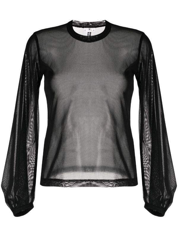 Noir Kei Ninomiya long-sleeve Sheer T-shirt - Farfetch