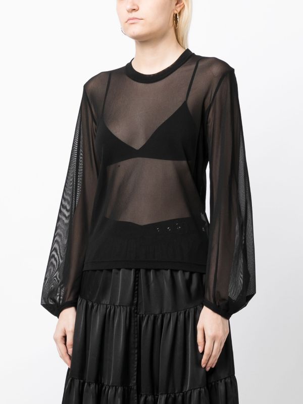 Noir Kei Ninomiya long-sleeve Sheer T-shirt - Farfetch