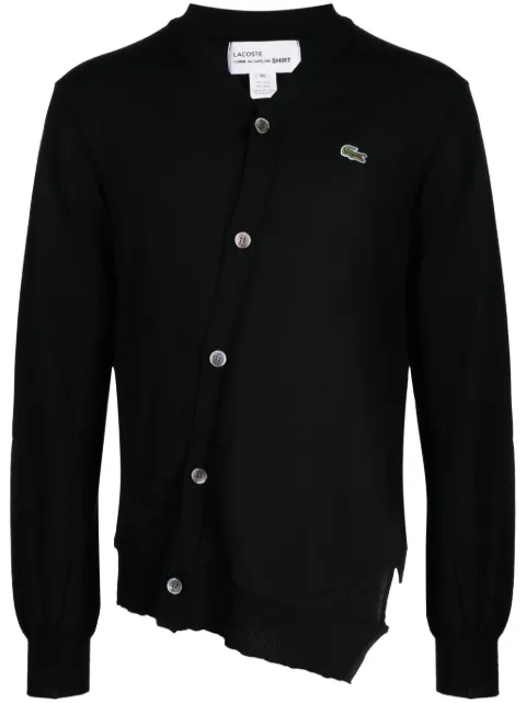 Comme Des Garçons Shirt cárdigan asimétrico con parche del logo de Comme Des Garçons Shirt x Lacoste