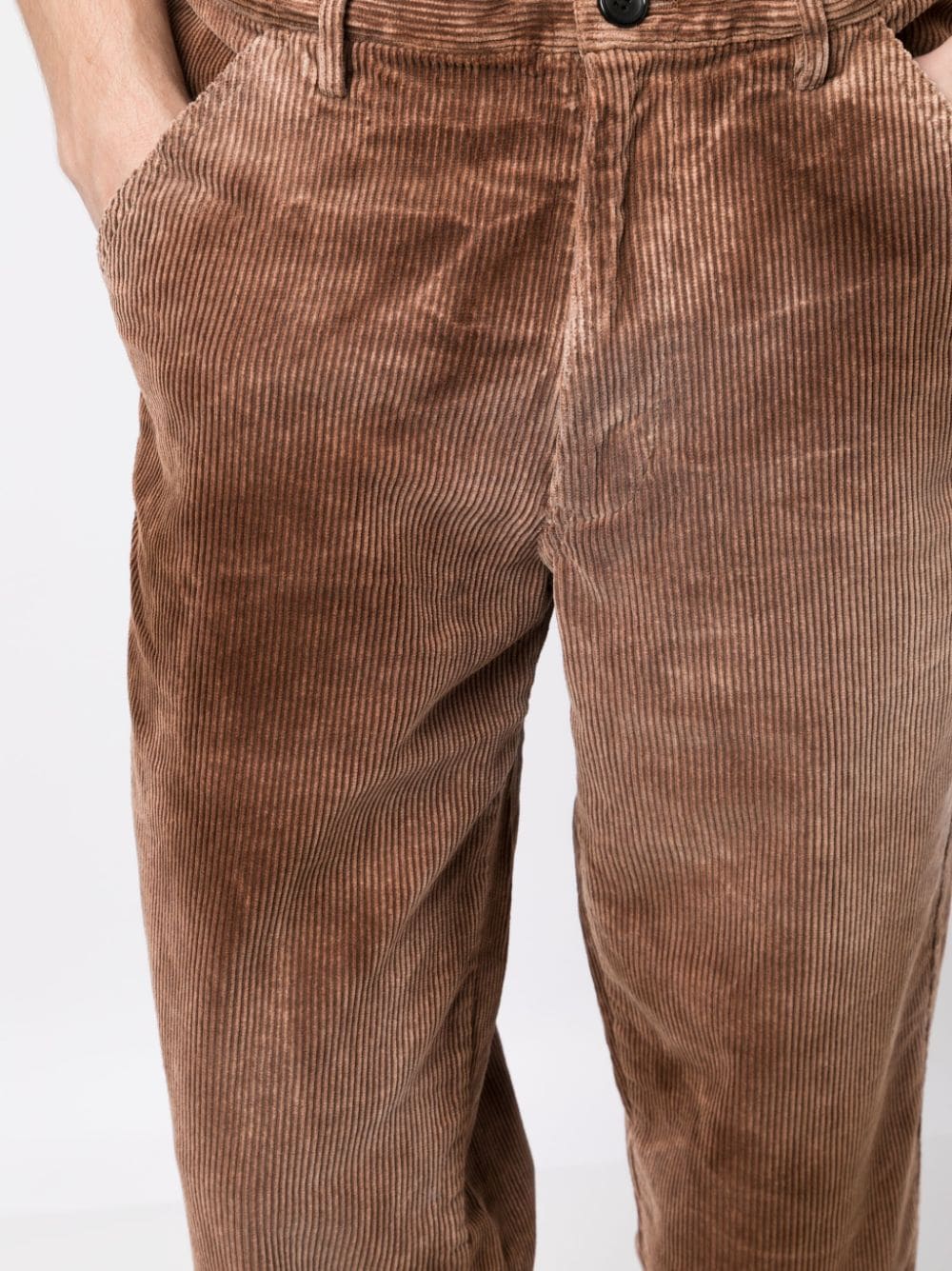 Shop Comme Des Garçons Shirt Sun-bleached Corduroy Trousers In Brown