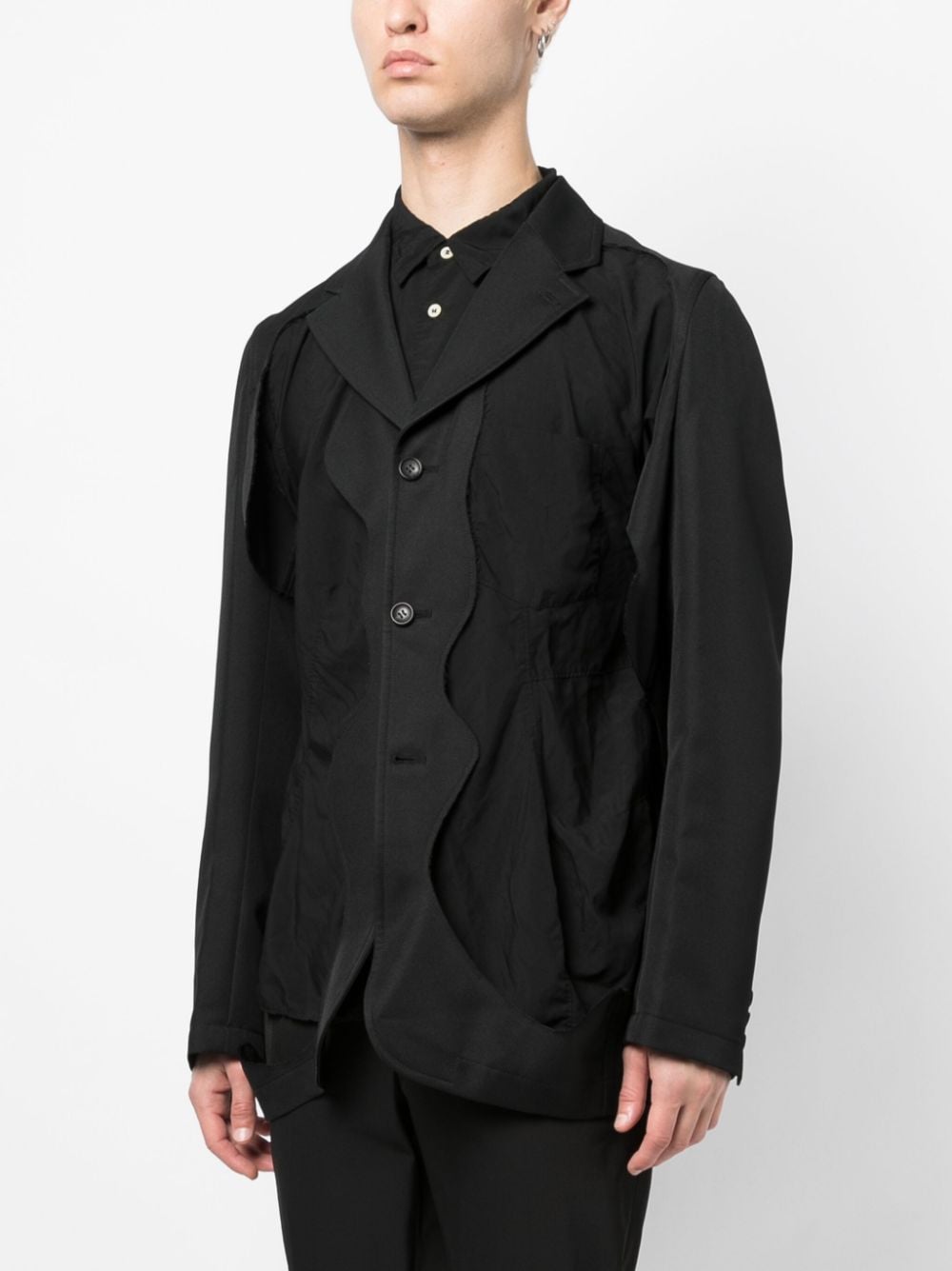 Shop Comme Des Garçons Homme Deux Notched-lapels Cut-out Detailing Blazer In Black