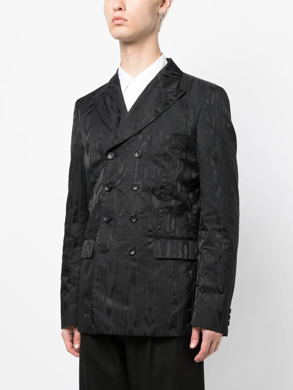 Shop Comme Des Garçons Homme Deux Textured-finish Peak-lapels Blazer In Black