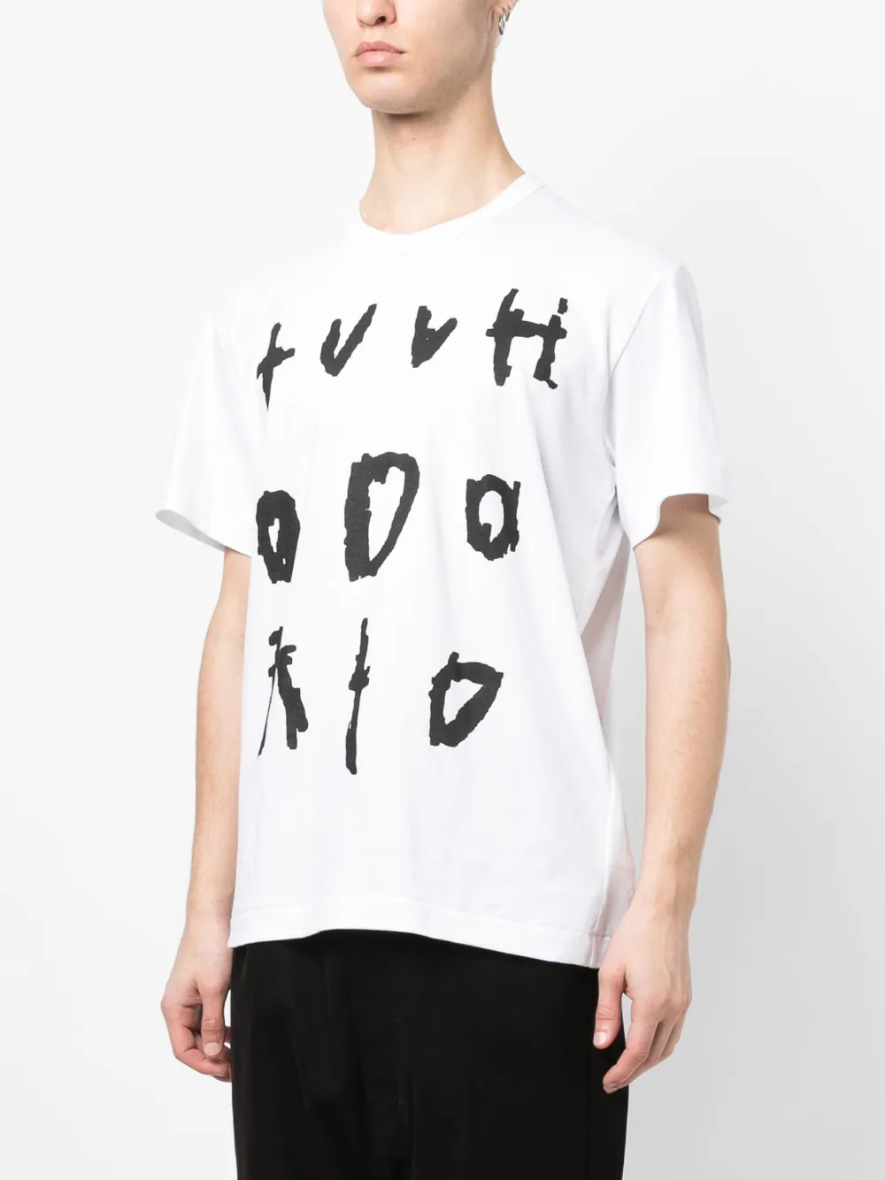 Shop Comme Des Garçons Homme Deux Text-print Cotton T-shirt In White