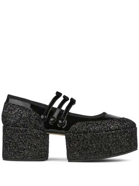 Noir Kei Ninomiya 70mm glitter-embellished platform Mary Janes
