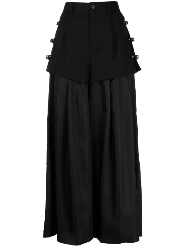 Noir Kei Ninomiya layered-effect Wool Palazzo Pants - Farfetch