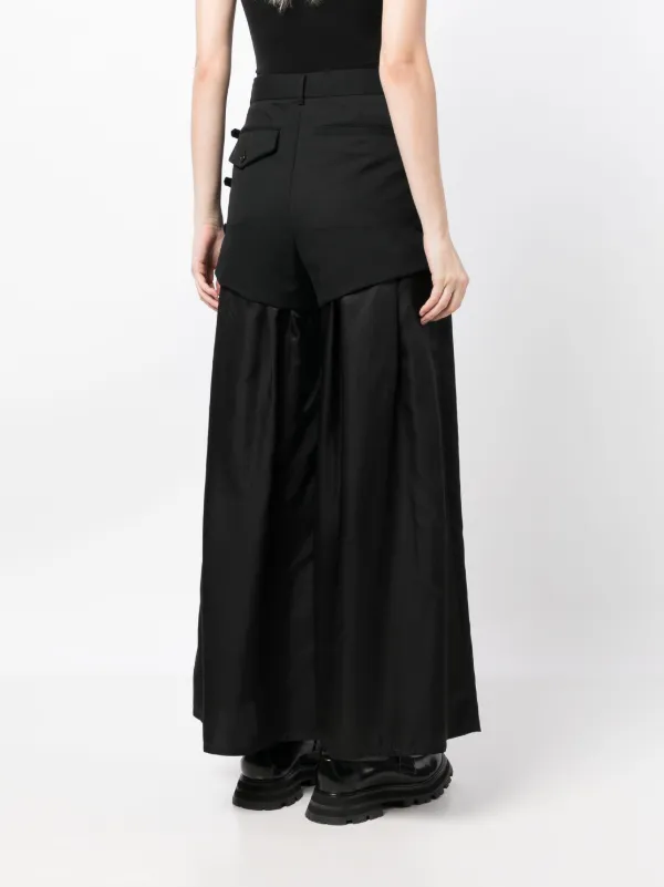 Noir Kei Ninomiya layered-effect Wool Palazzo Pants - Farfetch