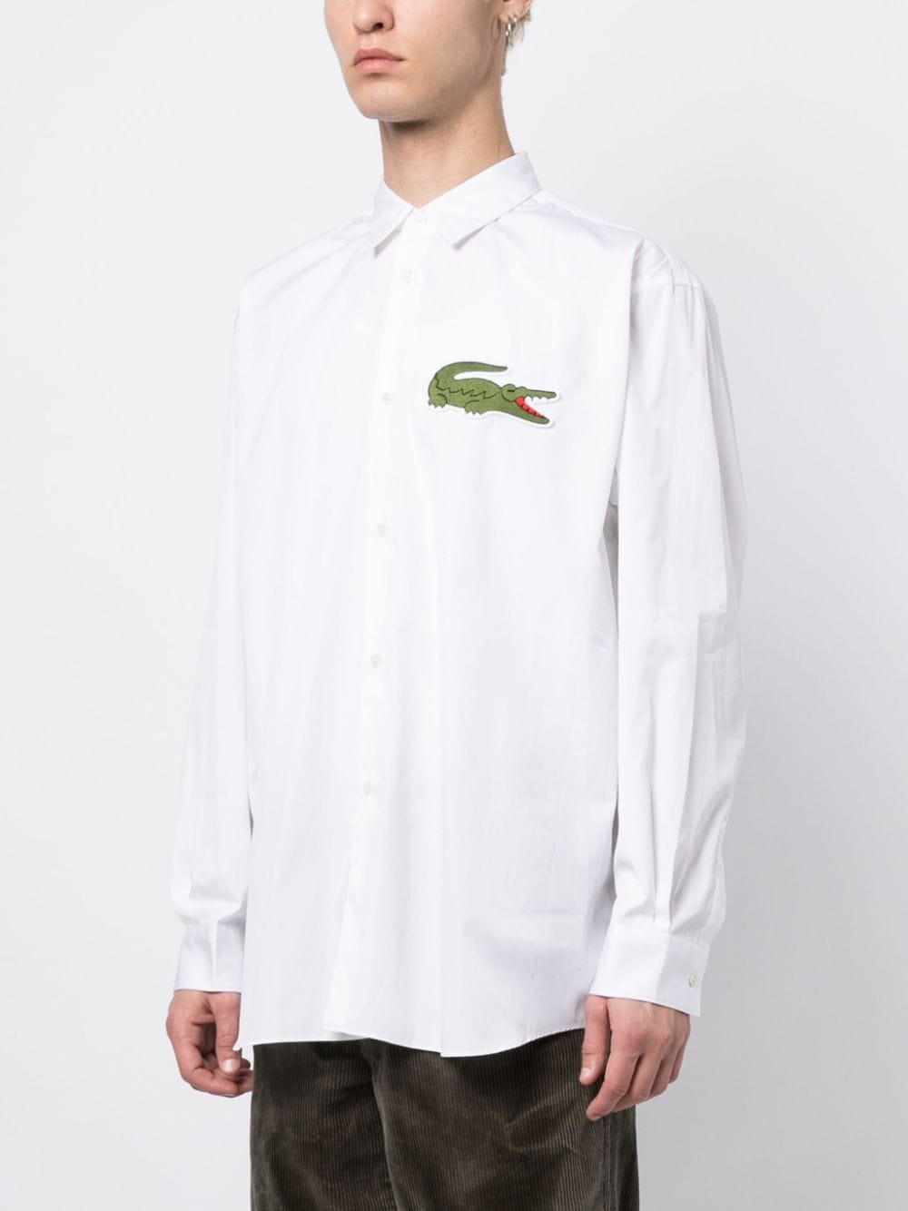 Shop Comme Des Garçons Shirt X Lacoste Logo-patch Cotton Shirt In White