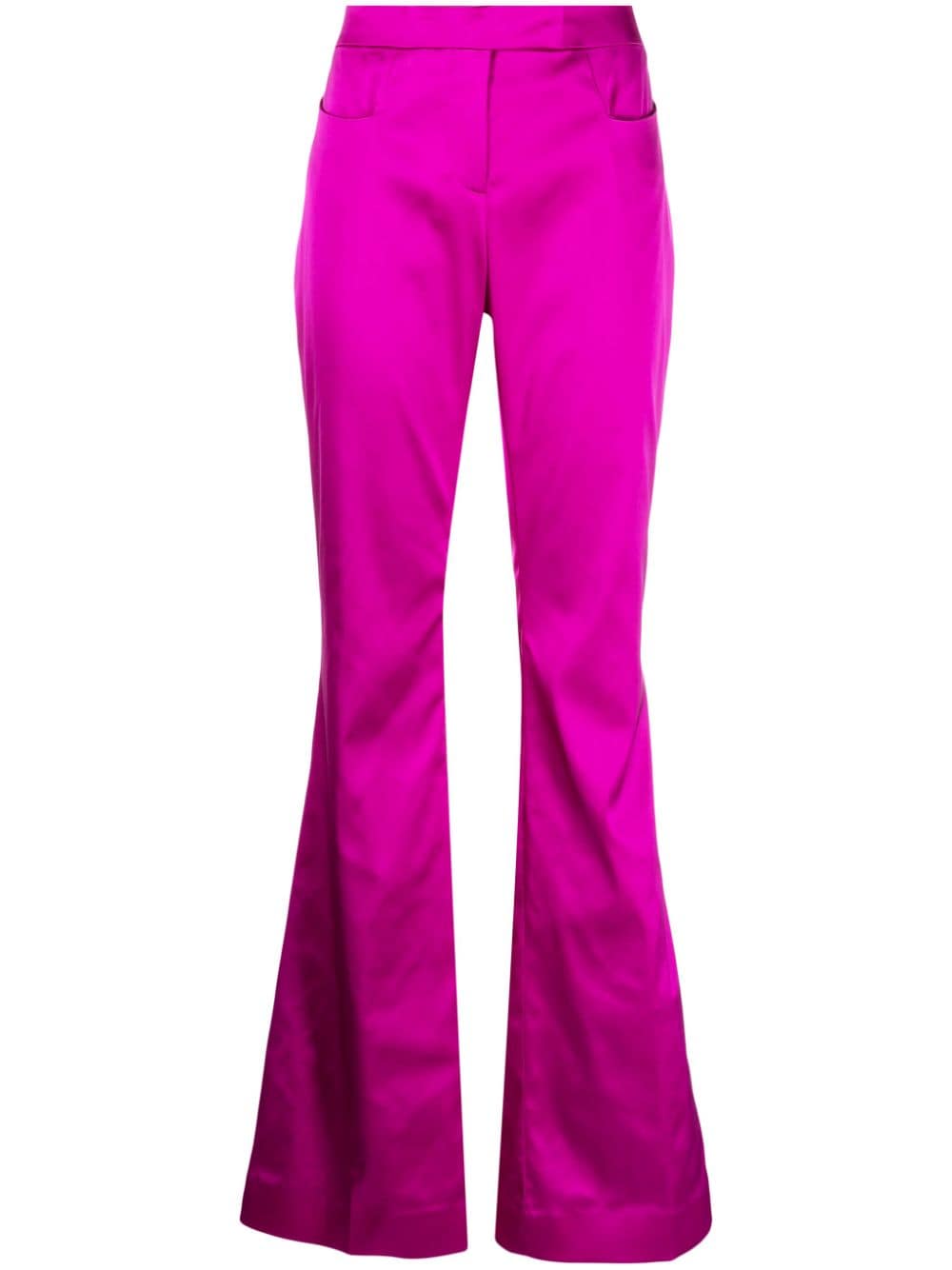 flared satin trousers