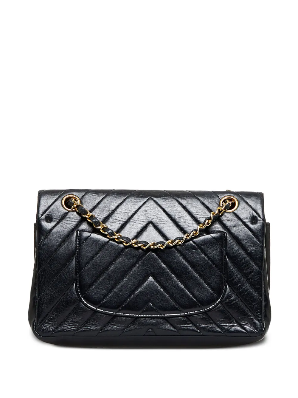 CHANEL Pre-Owned 1989-1991 Chevron Double Flap shoulder bag - Zwart