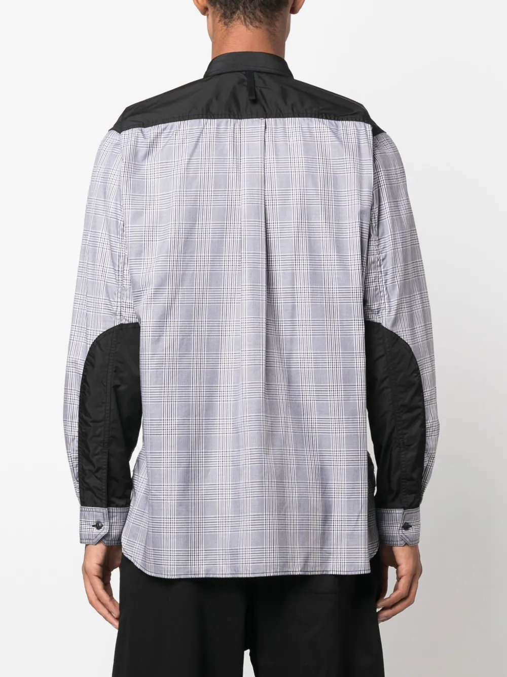 Junya Watanabe Plaid-check Panelled Cotton Jacket In Schwarz