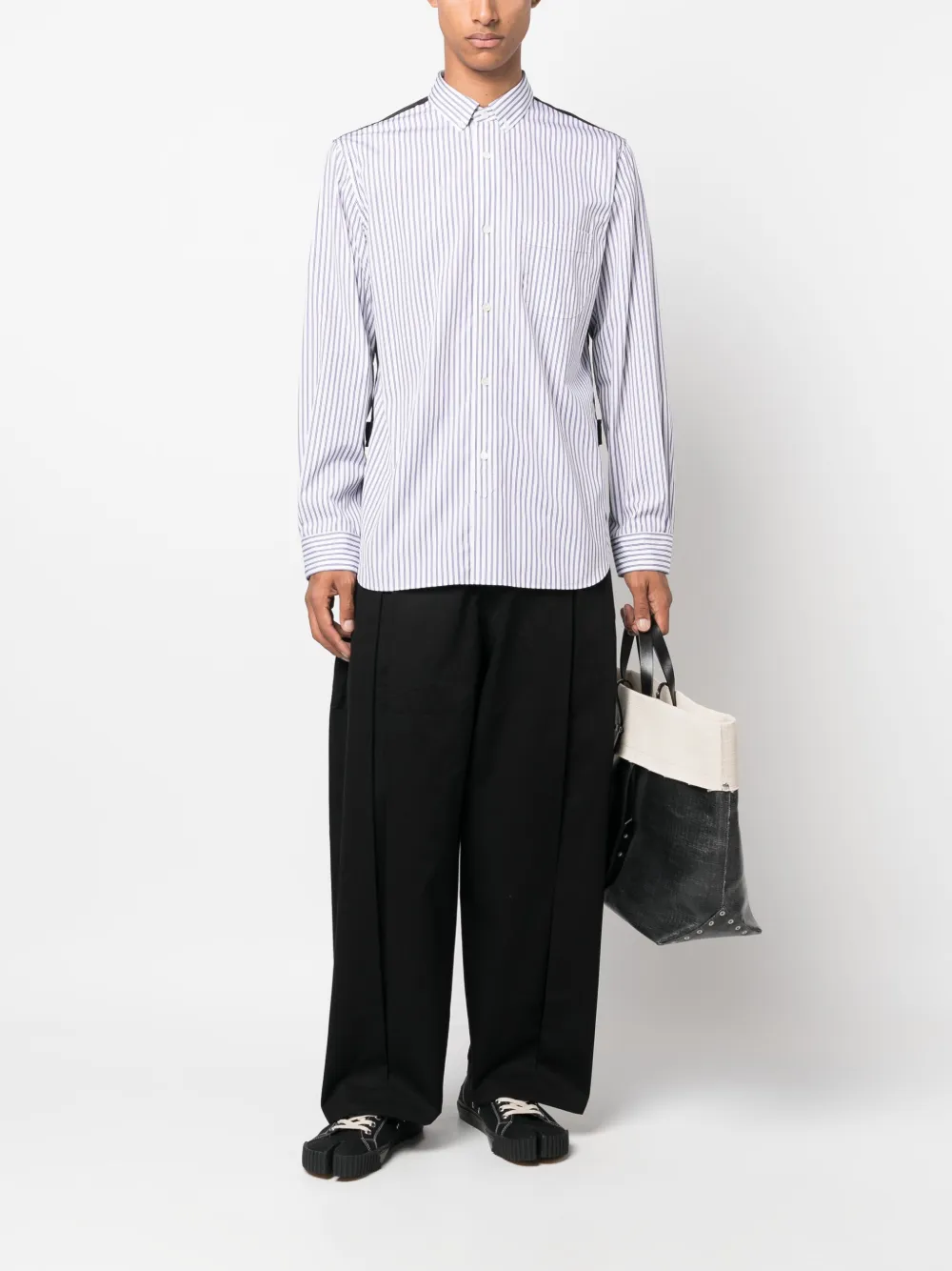 Junya Watanabe MAN Contrasting panel-detail Striped Shirt - Farfetch