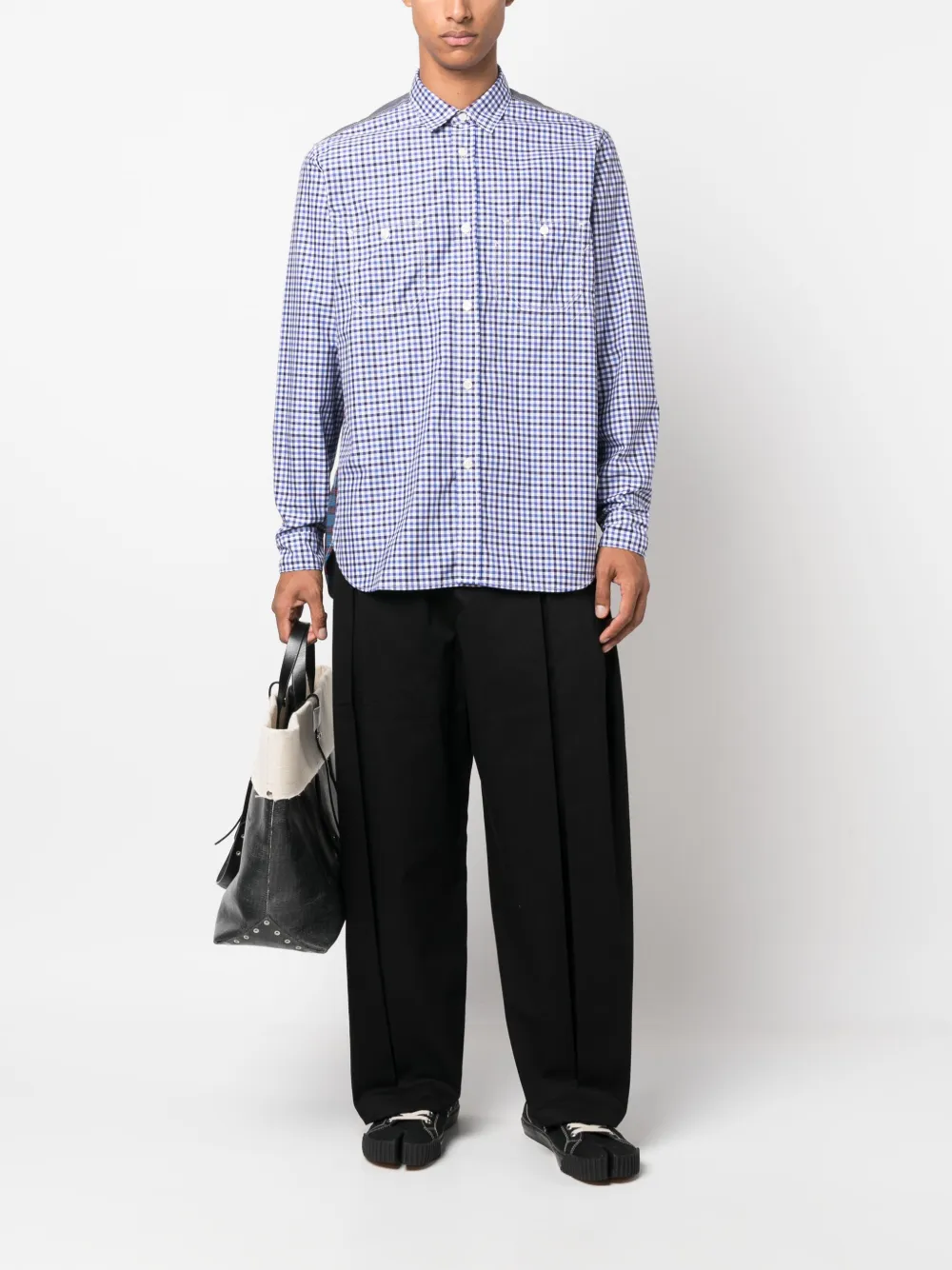 Junya Watanabe MAN Geruit overhemd - Wit